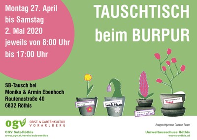 TAUSCHTISCH beim BURPUR statt Pflanzentauschbörse 2020 RÖTHIS & SULZ