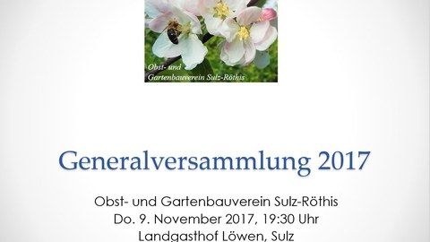 OGV Sulz-Röthis ernennt Ehrenmitglieder bei der GV 2017 am Do. 9.11.2017